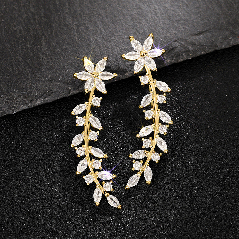 European And American Style Internet Celebrity Earring With Same Kind Full Diamond Flower Earrings For Women