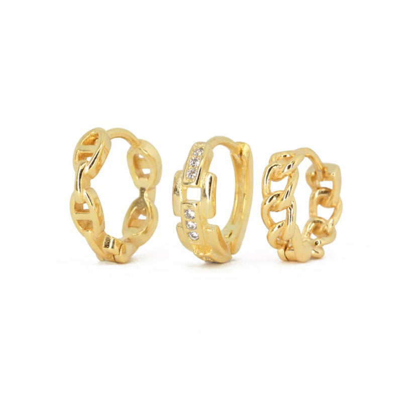 INS Wind Chain Diamond Earring Set