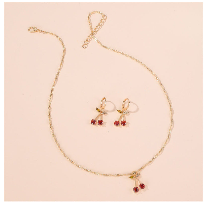 Gold cherry jewelry set