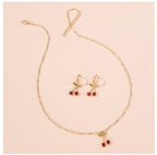 Gold cherry jewelry set