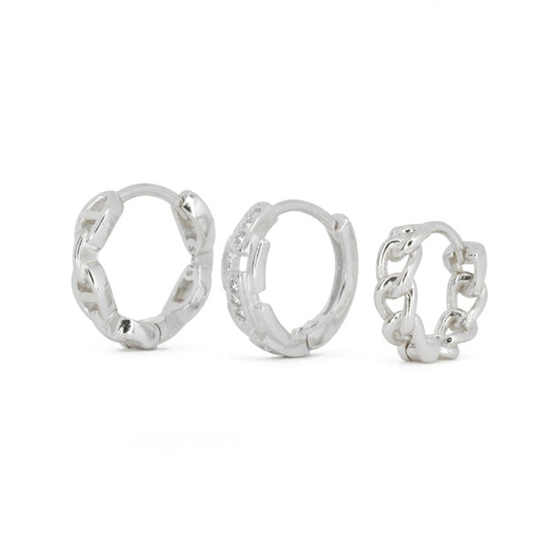 INS Wind Chain Diamond Earring Set