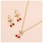 Gold cherry jewelry set