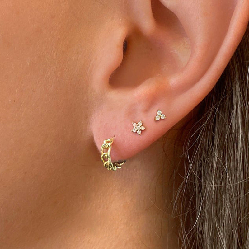 INS Wind Chain Diamond Earring Set