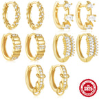 Sterling Silver Classic Diamond Small Round Geometric Eardrop Earring