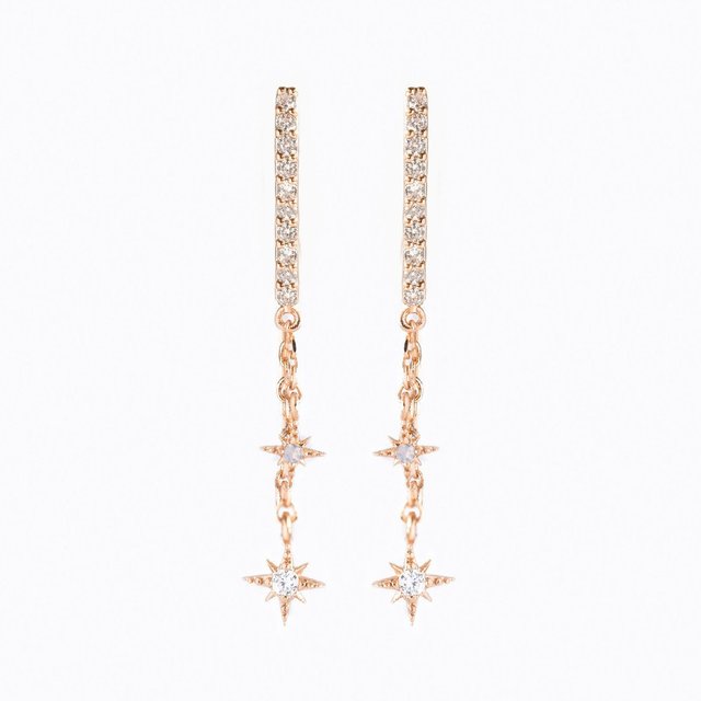 New Design Stainless Steel Cubic Zirconia Chain Hoop Earring