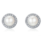 Sterling Silver Classic Round Sparkling Earrings