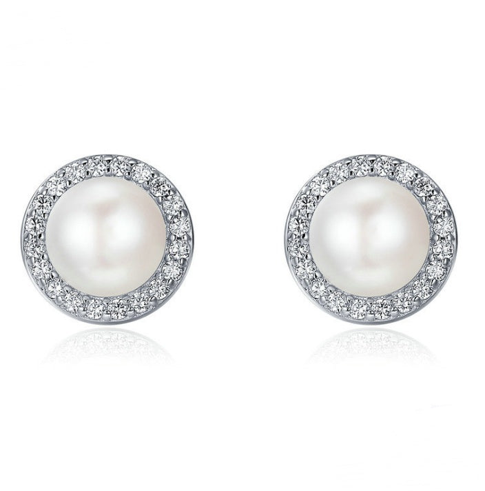 Sterling Silver Classic Round Sparkling Earrings