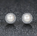 Sterling Silver Classic Round Sparkling Earrings
