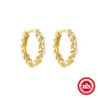 Sterling Silver Classic Diamond Small Round Geometric Eardrop Earring