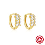 Sterling Silver Classic Diamond Small Round Geometric Eardrop Earring