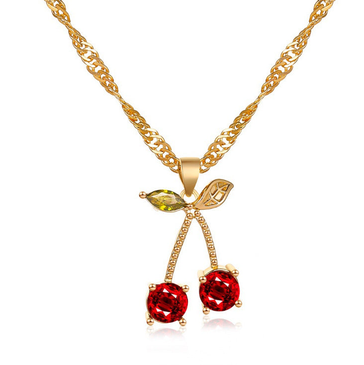 Gold cherry jewelry set